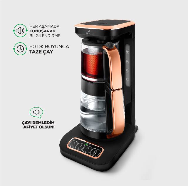 چایساز و قهوه ساز رباتیک تمام پیرکس robotea pro مشکی-مسی کاراجا