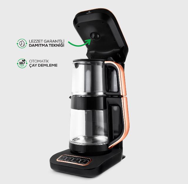 چایساز و قهوه ساز رباتیک تمام پیرکس robotea pro مشکی-مسی کاراجا
