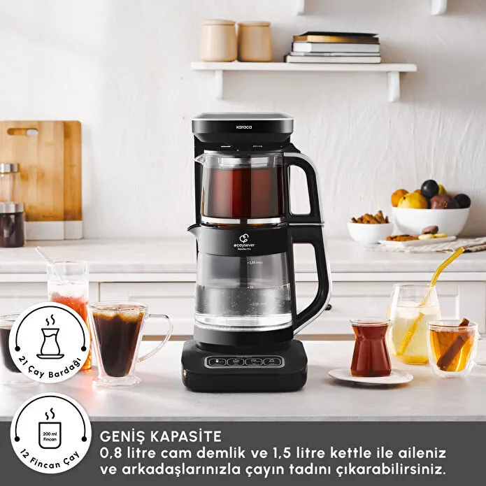 چایساز و قهوه ساز رباتیک تمام پیرکس robotea pro مشکی_کروم کاراجا