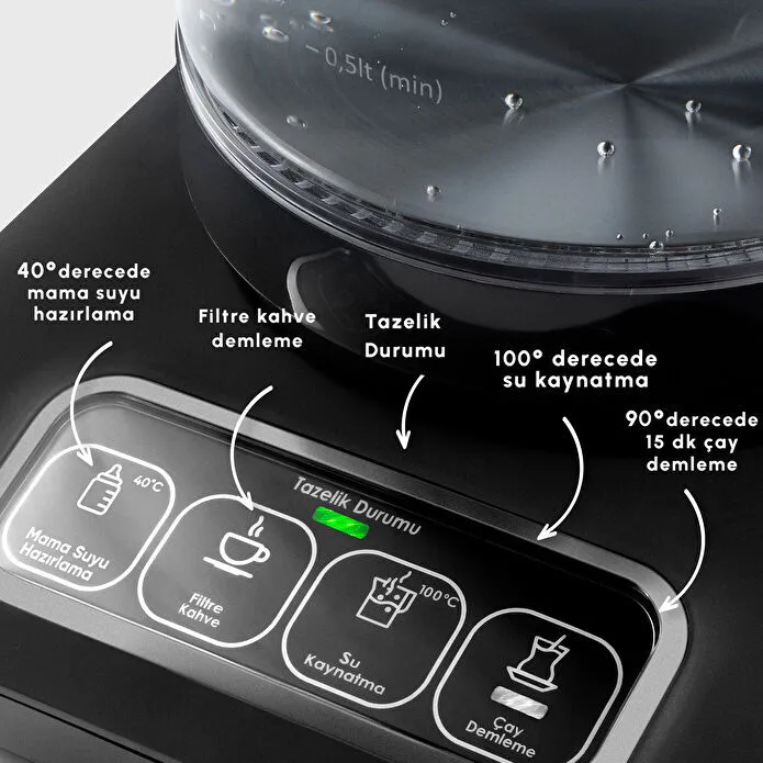 چایساز و قهوه ساز رباتیک تمام پیرکس robotea pro مشکی_کروم کاراجا