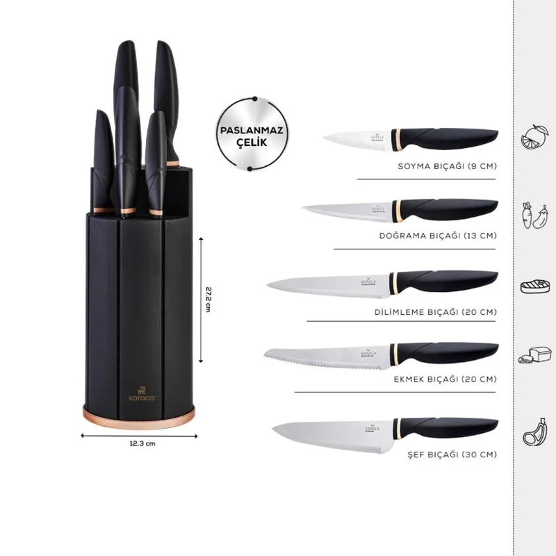 سرویس چاقو 6 پارچه کاراجا Proofcut مشکی