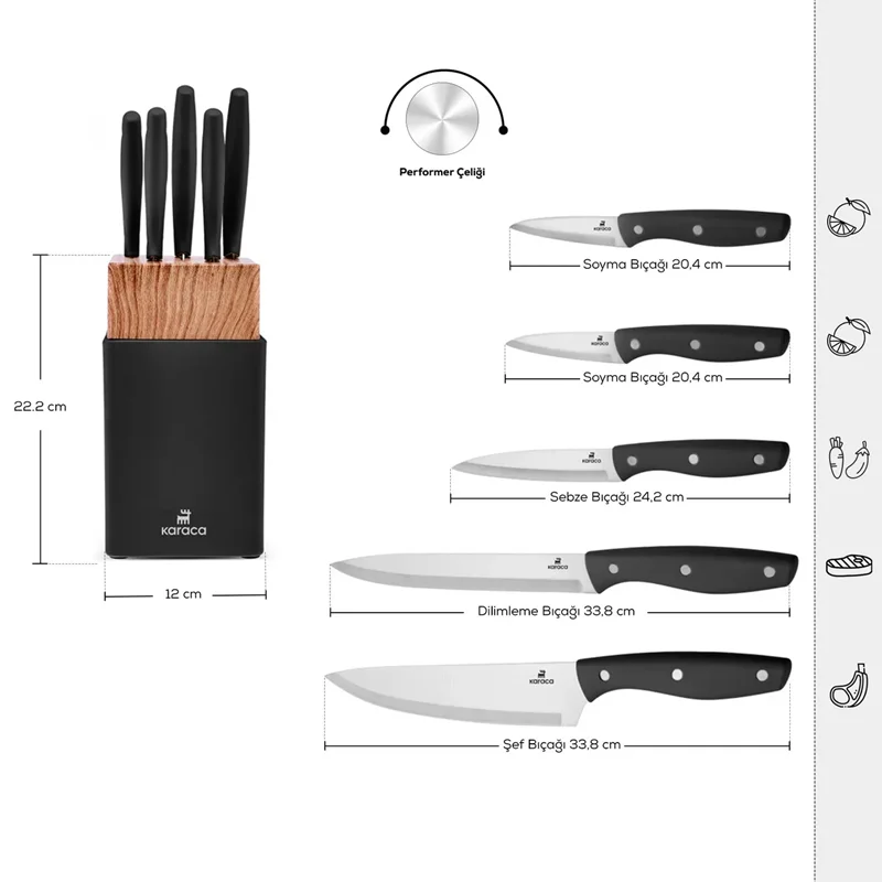 سرویس چاقو 6 پارچه کاراجا Mastercut مشکی